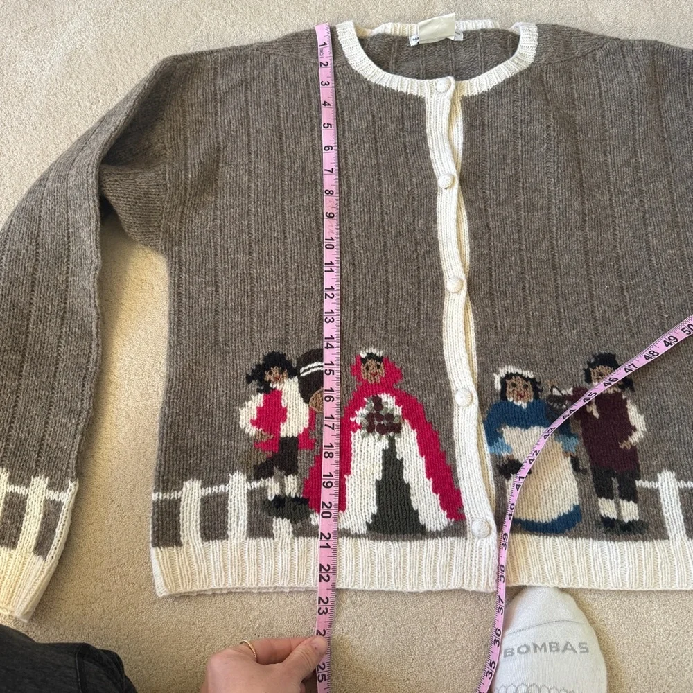 Vintage Folk Art 100% Lambswool Cardigan Sweater Sample New Without Tags L - Picture 9 of 9